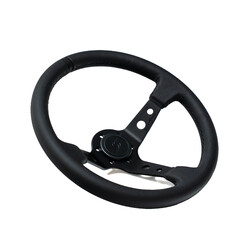 Volant DriftShop Premium Tulipé (90 mm) "Black Edition" en Cuir